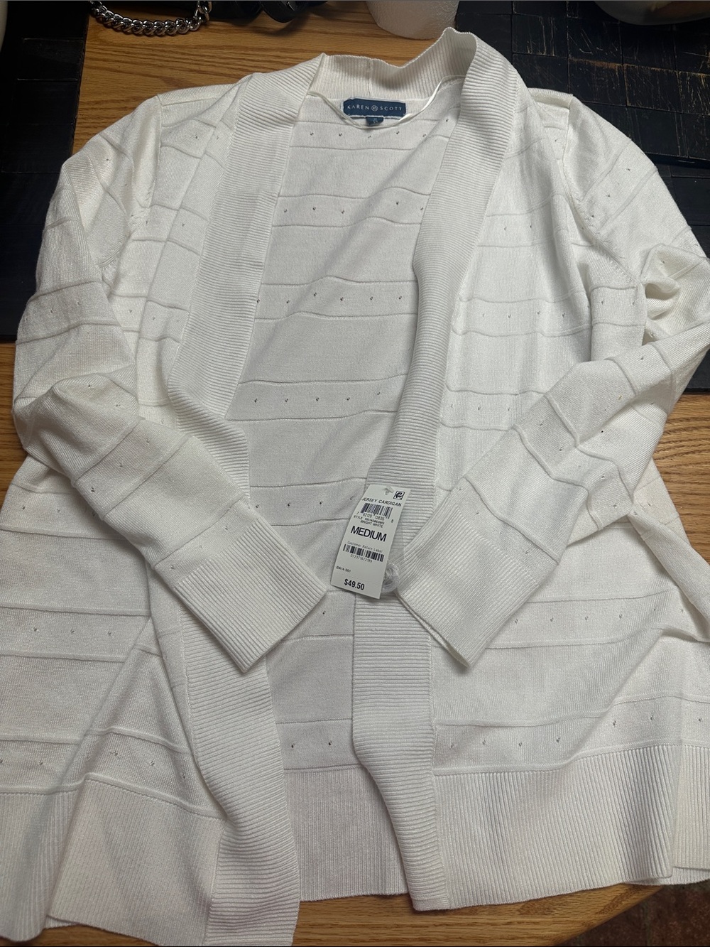 Karen Scott Open-Front Lightweight Cardigan